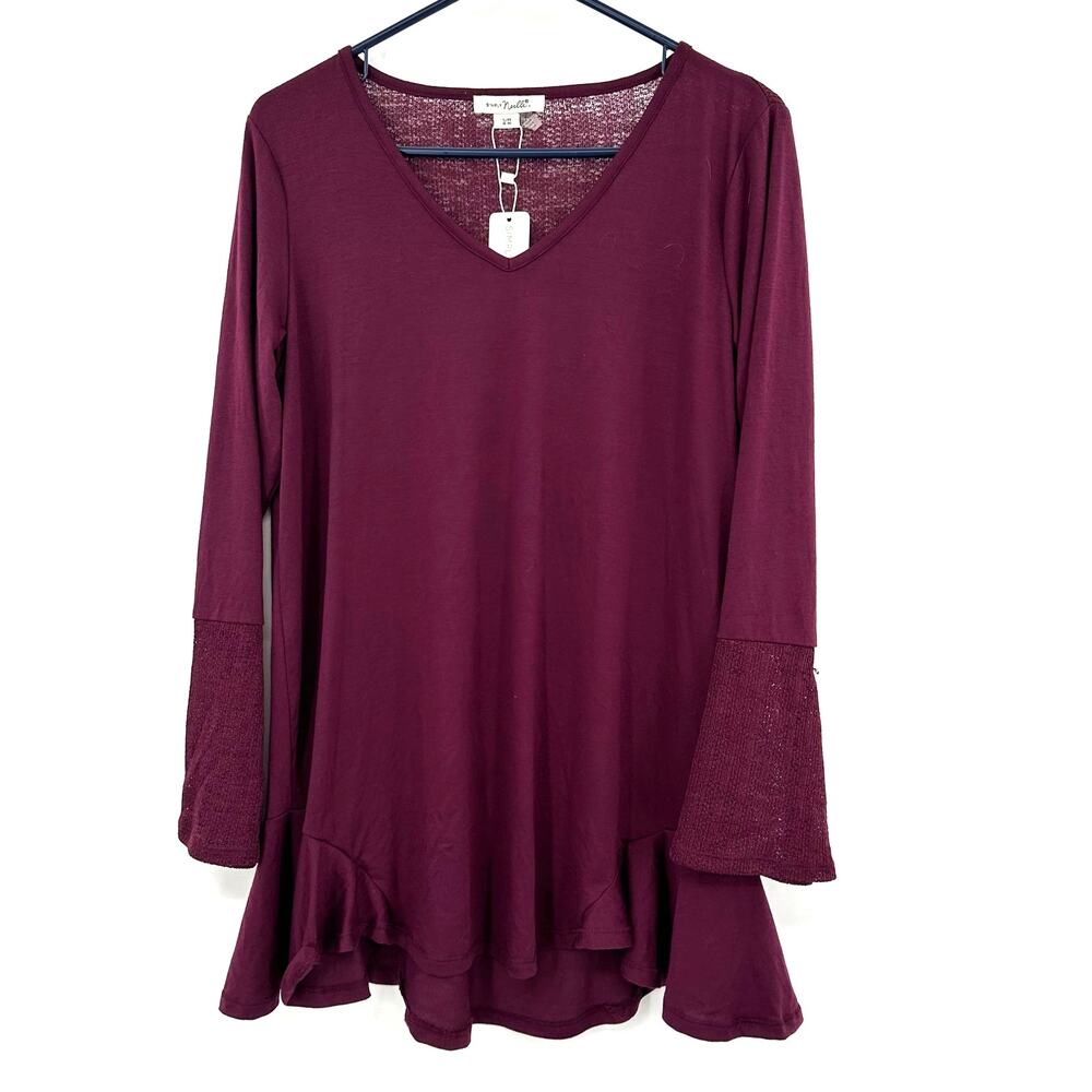 Simply Noelle Size S / M NWT Knitted‎ Peasant Blouse Bell Sleeves Purple